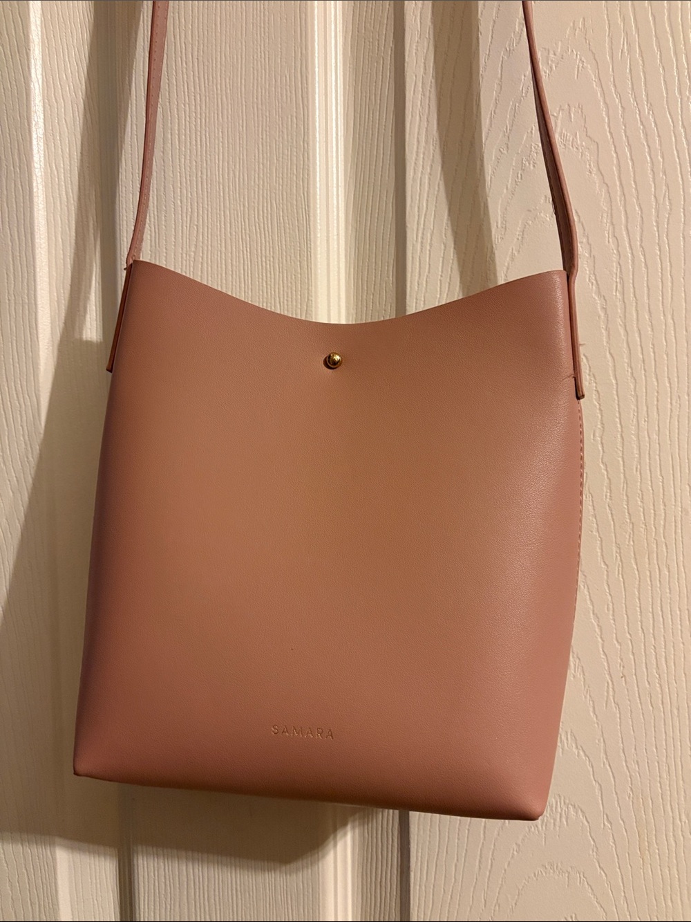 NEW SAMARA Blush Taupe Minimalist Leather Crossbody Bag
